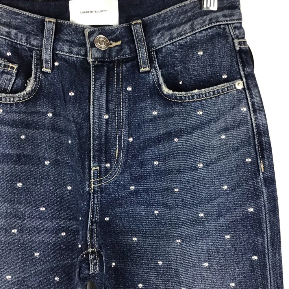 NWT Current / Elliott Vintage Crop Slim Studded Jean | 24
